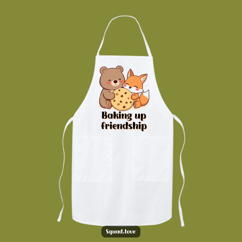 Funny Bear Fox Cookie Apron: Joyful Friends Sharing - Kitchen Gift