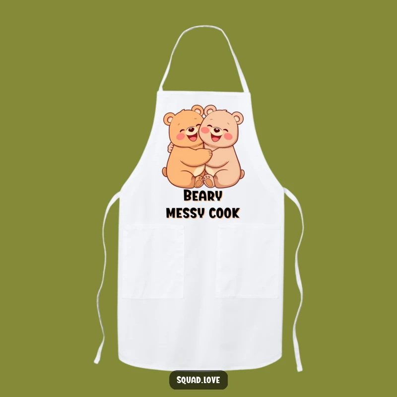 Funny Happy Bears Hugging Apron - Cute Kitchen Accessory and Fun Gift