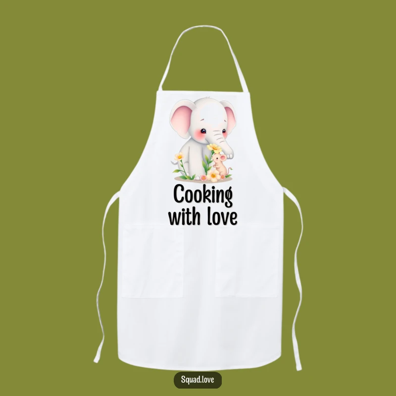 Funny Elephant Mouse Flower Apron - Kitchen Friend Gift