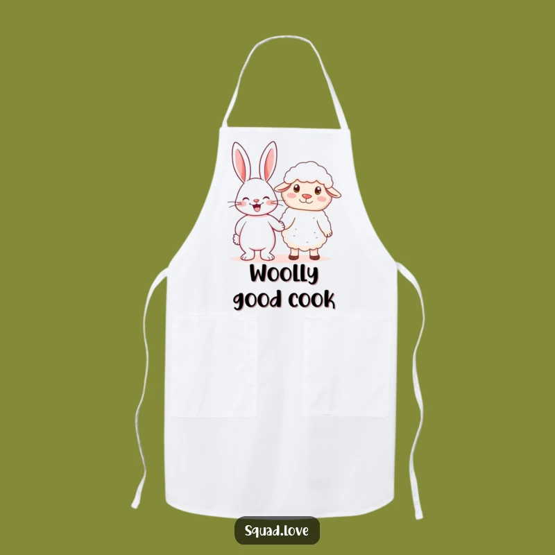 Funny Rabbit & Sheep Holding Hands Apron - Cute Kitchen Accessory for Bakers