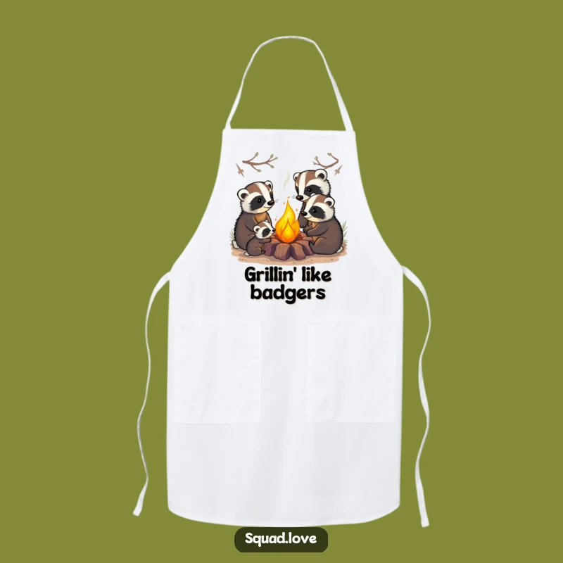 Funny Badger Family Apron: Campfire Cooking for Cozy Chefs