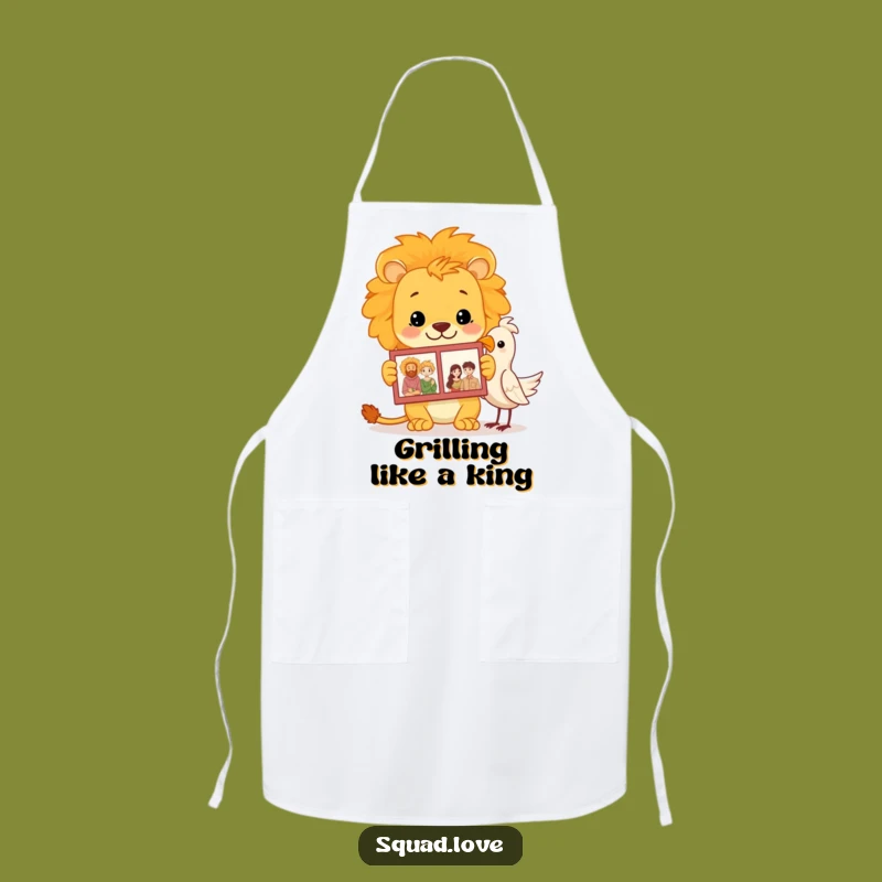 Funny Lion Family Album Apron: Proud Dad Roars, Kitchen Funny Gift