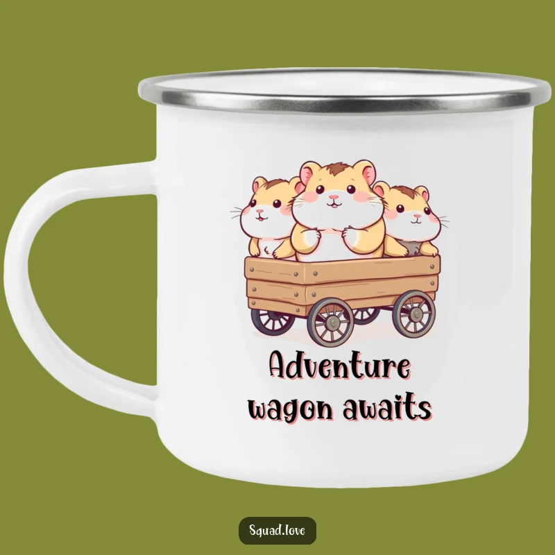 Funny Hamster Wagon Friends Camping Mug - Outdoor Adventure Gift