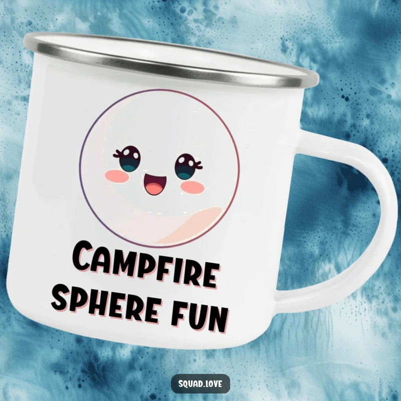 Funny camping mug showcasing a sports ball design, built for durability and fun during outdoor excursions.