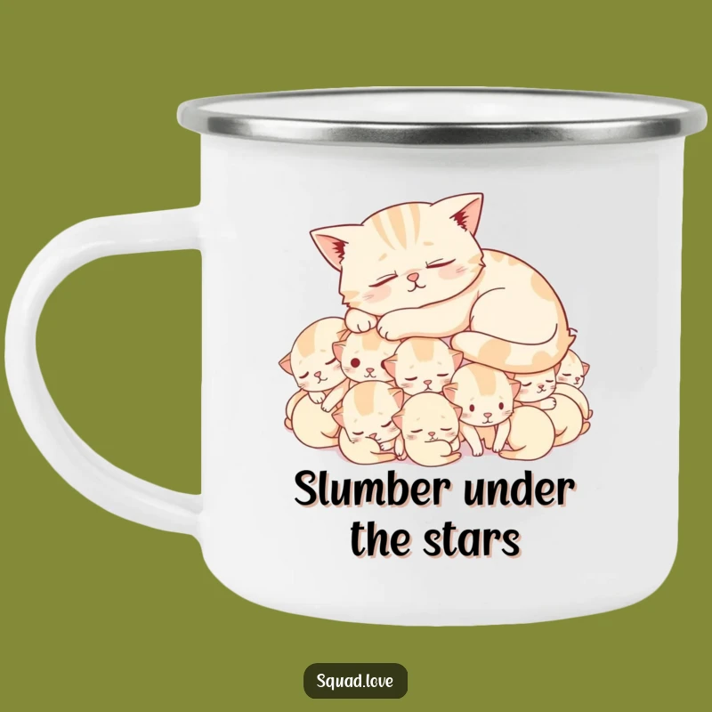Funny Contented Cat Camping Mug - Kitten Nap Outdoor Adventure Gift