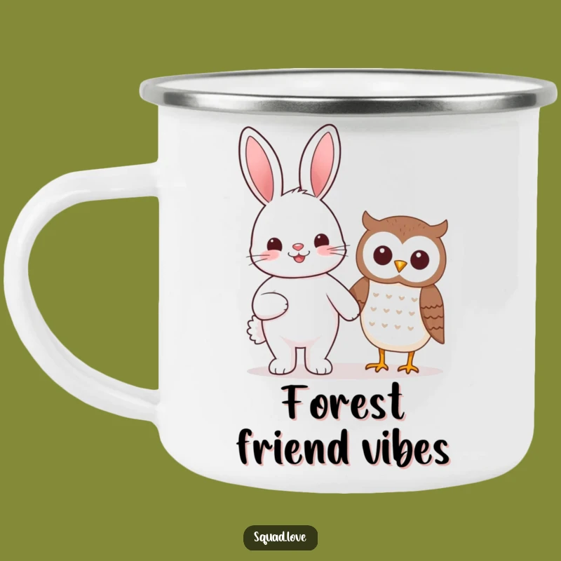 Funny Kawaii Bunny & Owl Camping Mug - Outdoor Friendship Gift