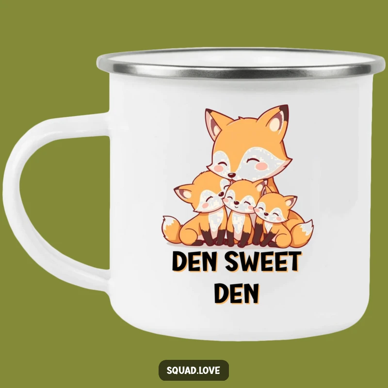 Funny Mother Fox & Kits Camping Mug: Adventure & Warmth, Gift