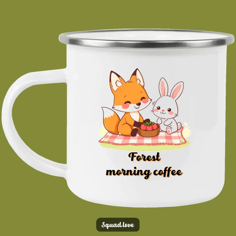 Funny Woodland Picnic Camping Mug: Adventure with Fox and Rabbit