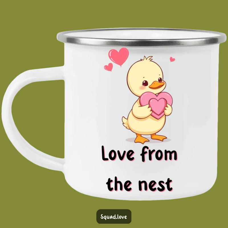 Funny Duckling Heart Camping Mug: Durable Baby Duck Enamelware, Sweet Funny Gift for Outdoor Lovers