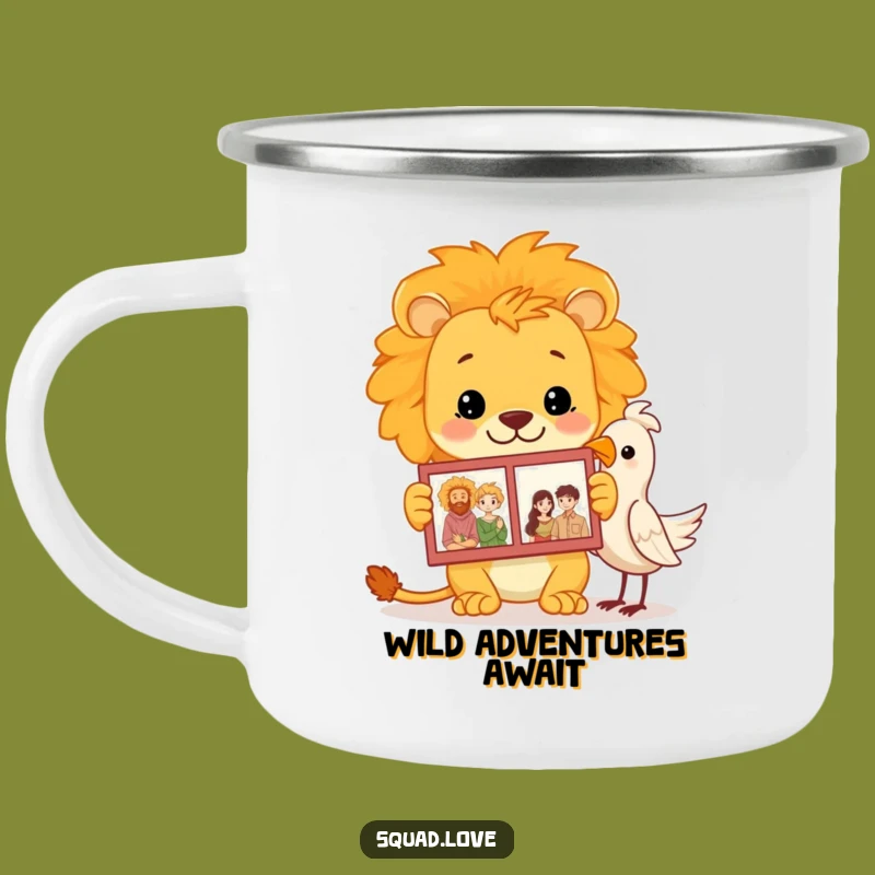 Funny Lion Family Album Camping Mug: Proud Dad Roars, Outdoor Funny Gift