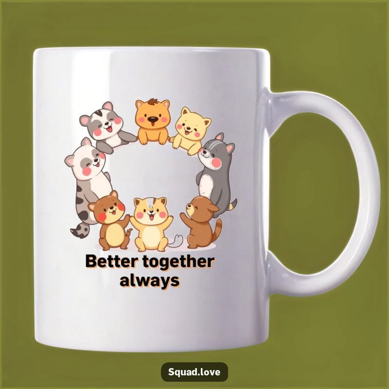 Funny Animal Friends Circle Mug: Laughter & Unity, Perfect Gift