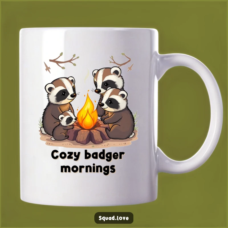 Funny Badger Family Mug: Cozy Campfire Vibes for Nature Lovers