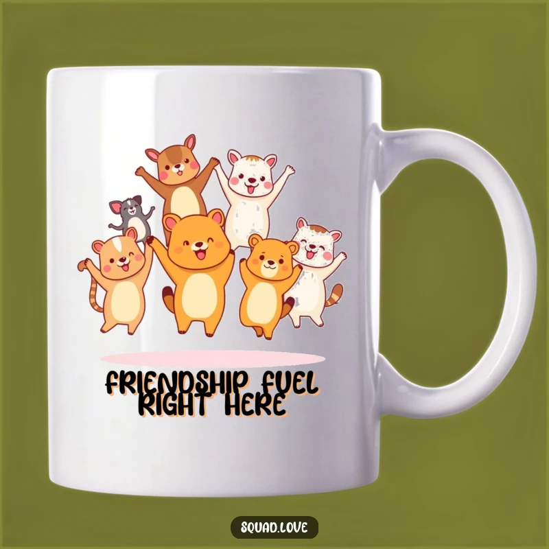 Funny Animal Friends Jumping Mug - Joyful & Inclusive Gift for All