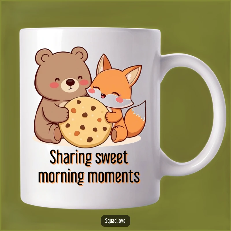 Funny Bear Fox Cookie Mug: Joyful Friends Sharing - Perfect Gift