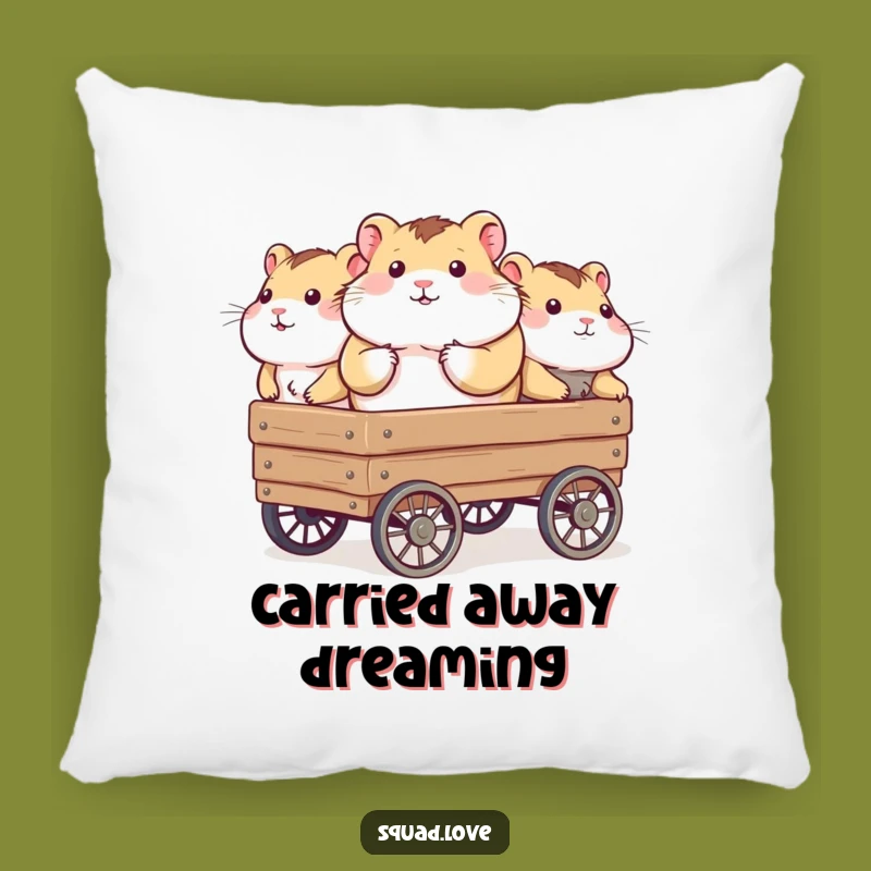 Funny Hamster Wagon Friends Pillow - Cozy Comfort Gift