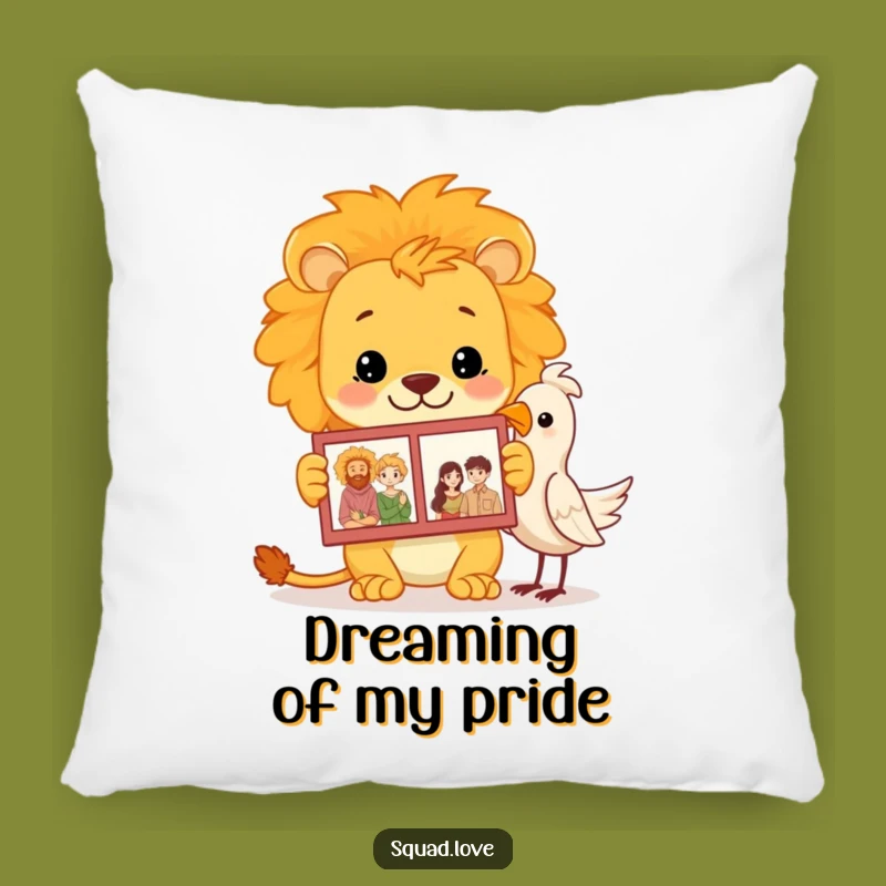 Cozy Funny Lion Family Album Pillow: Proud Dad Roars, Comforting Funny Gift