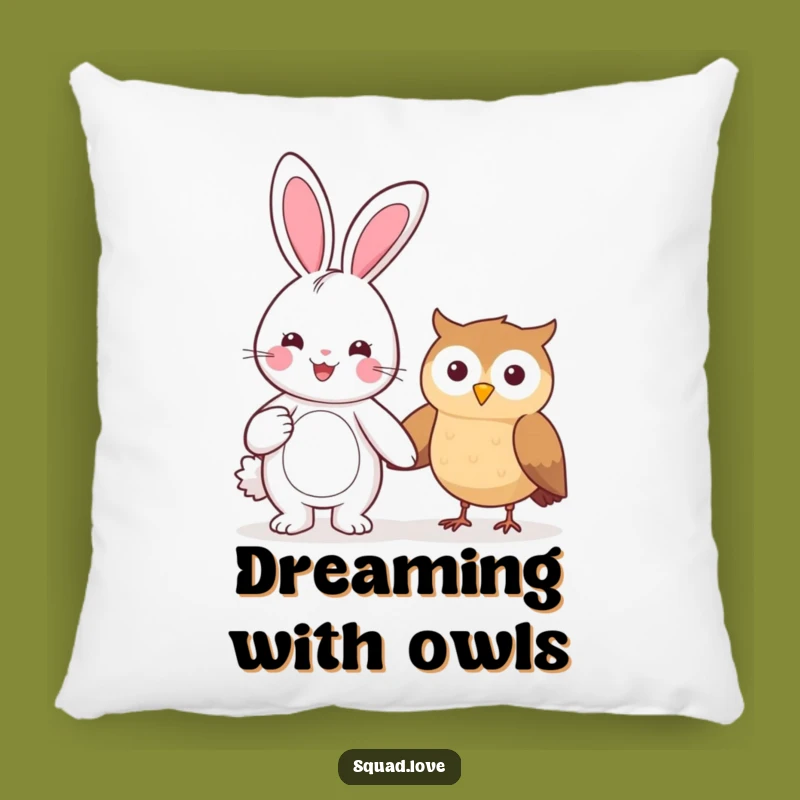 Funny Kawaii Bunny & Owl Pillow - Cozy Friends, Adorable Funny Gift