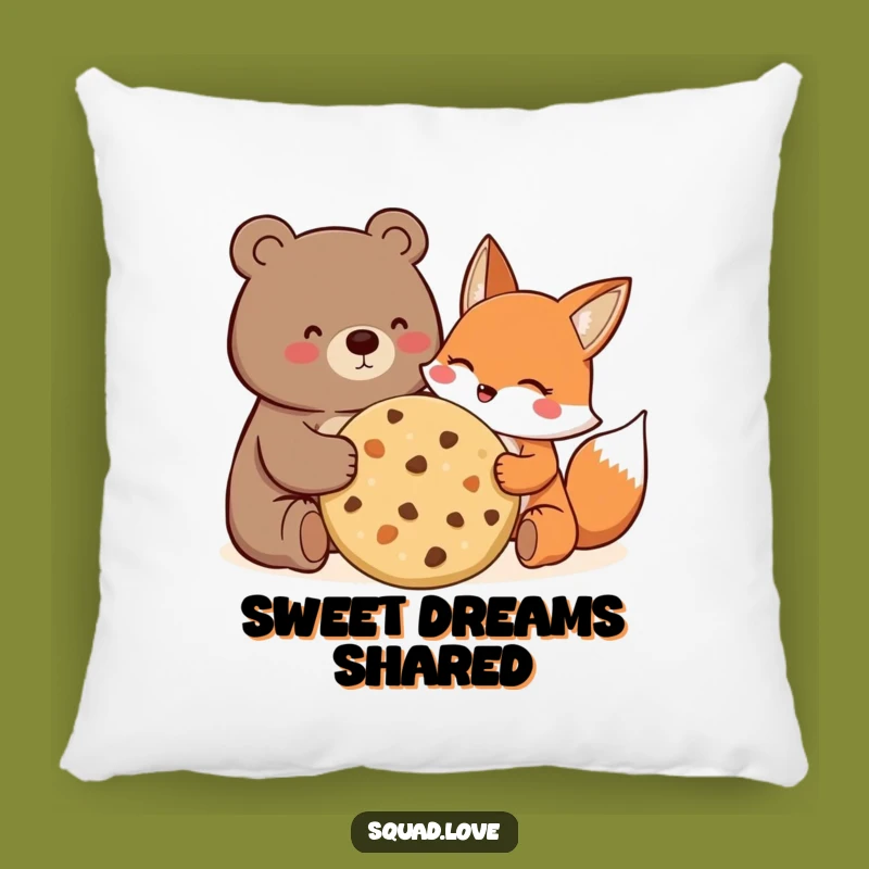 Funny Bear Fox Cookie Pillow: Joyful Friends Sharing - Comfy Gift