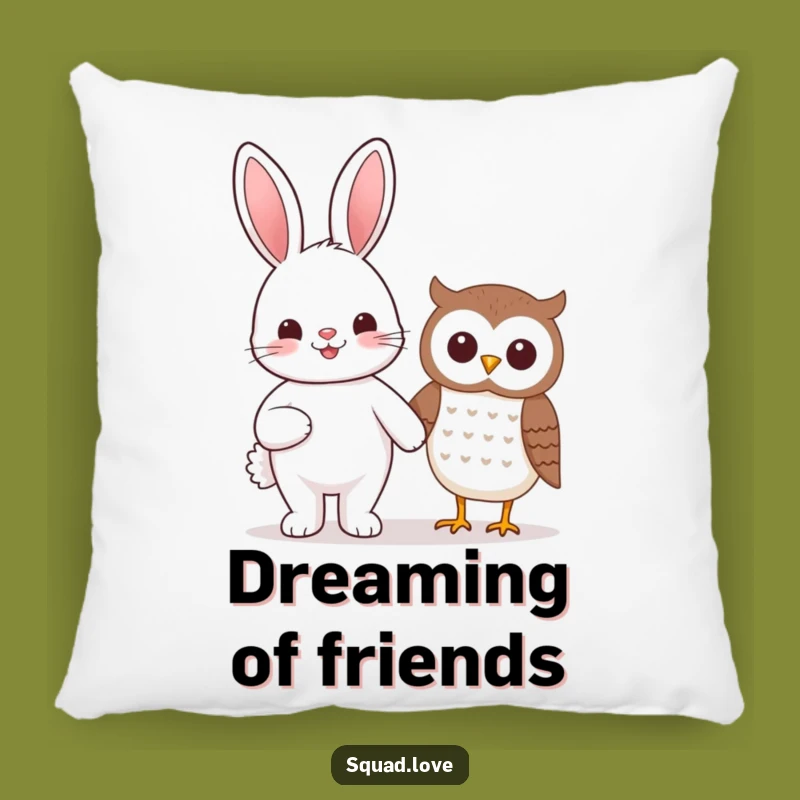 Funny Kawaii Bunny & Owl Pillow - Cozy & Cute Decor Gift