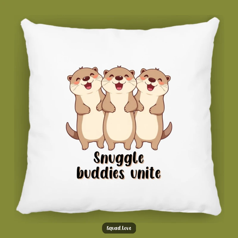 Funny Otter Hug Pillow: Cheerful Linked Friends Design - Cozy & Hilarious Gift!