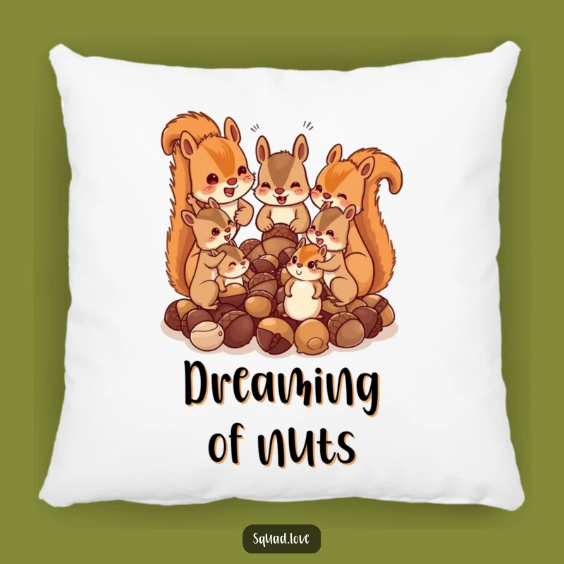 Funny Squirrel Family Acorn Chaos Pillow: Cozy Comfort & Giggles!