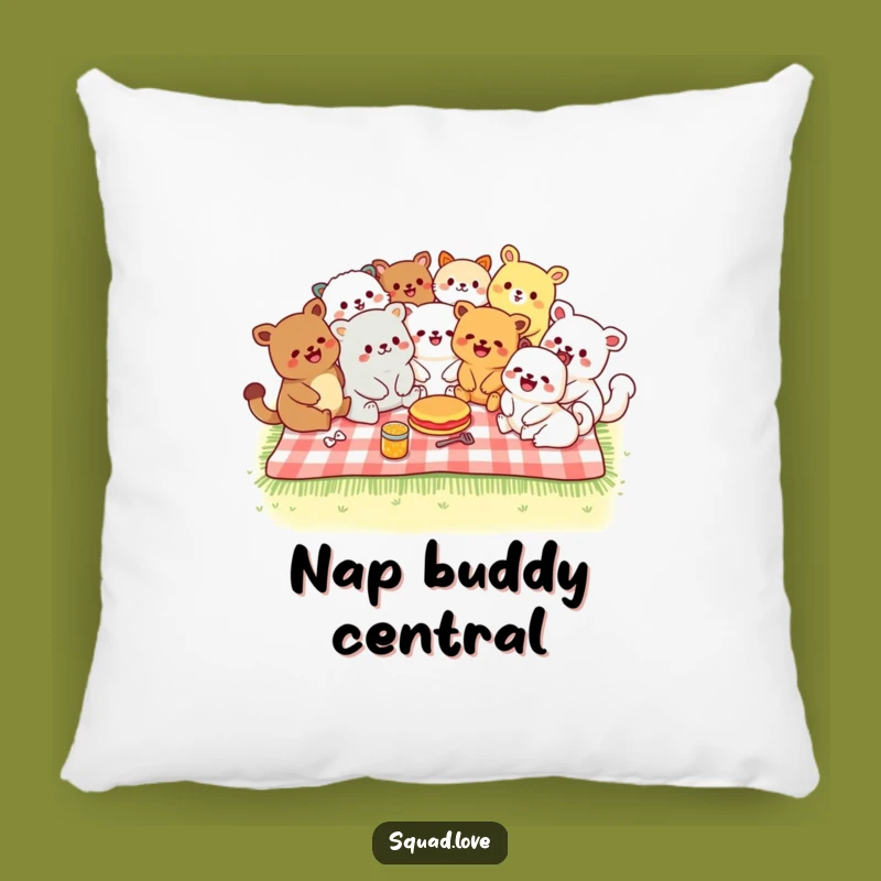 Funny Kawaii Picnic Pillow - Cozy Gathering, Adorable Funny Gift for Comfort