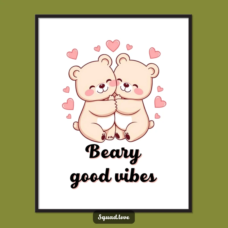 Funny Bears Hugging Digital Print: Heartfelt Art, Instant Decor
