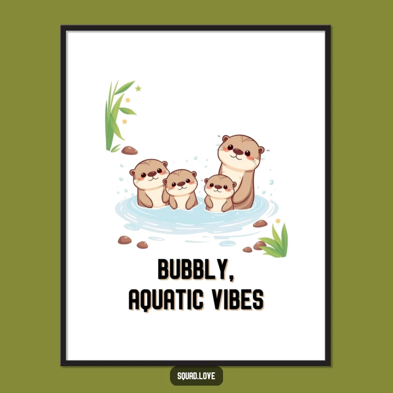 Funny Kawaii Otter Family Digital Art: Instant Aquatic Joy!