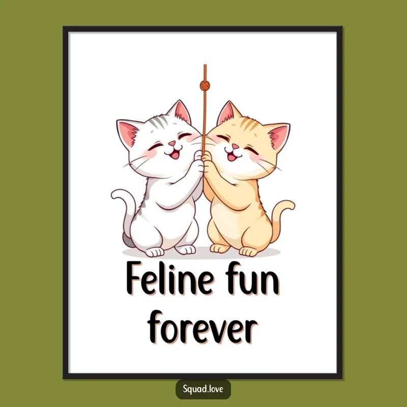 Funny Cat String Play Digital Art - Instant Joyful Gift for Walls