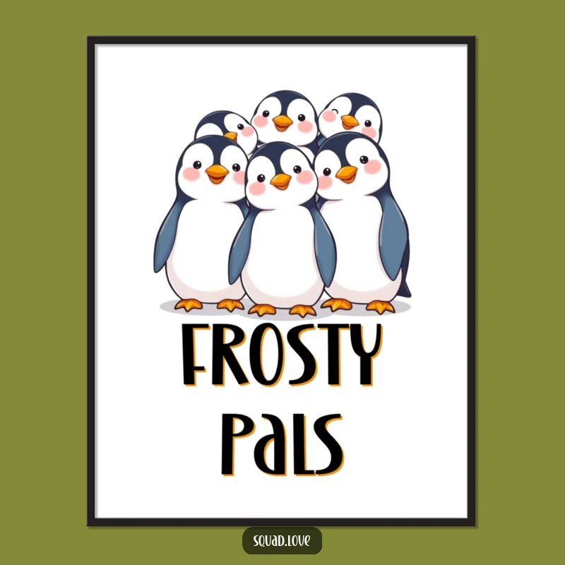 Funny Penguin Huddle Digital Art: Instant Joyful Penguin Art for Walls