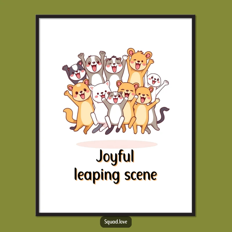 Funny Animal Friends Cheering Digital Art - Instant Festive Decor and Gift