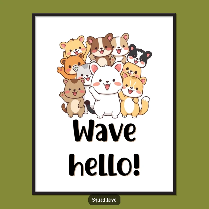 Funny Animal Friends Wave Digital Art: Celebrate Unity & Joy!