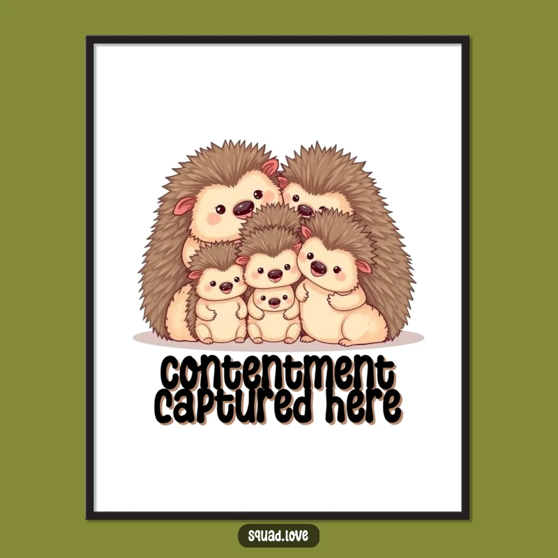 Funny Cozy Hedgehog Family Digital Art - Instant Warmth Gift for Walls