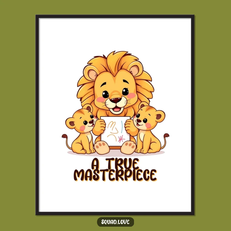 Funny Lion Dad Digital Art: Instant Cub Art Print for Proud Parents