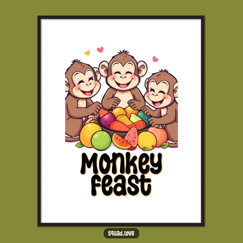 Funny Monkey Feast Digital Print: Instant Jungle Joy, Hilarious Download
