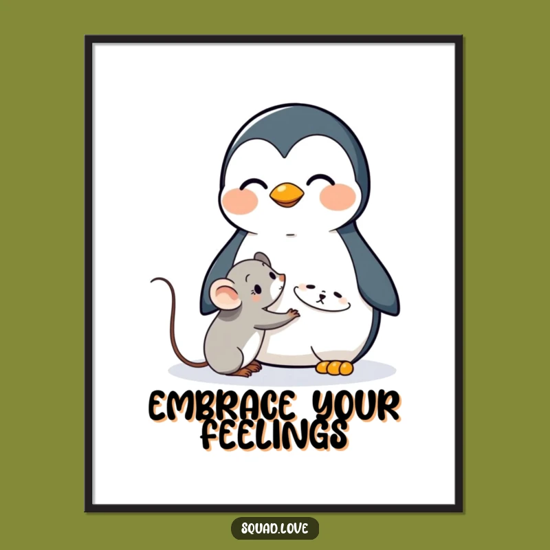 Funny Penguin Hug Digital Art: Instant Joyful Decor!