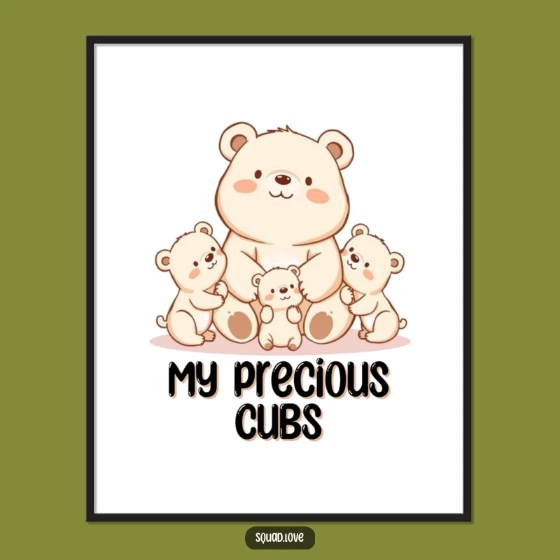 Kawaii Mama Bear Digital Art - Instant Adorable Parental Decor