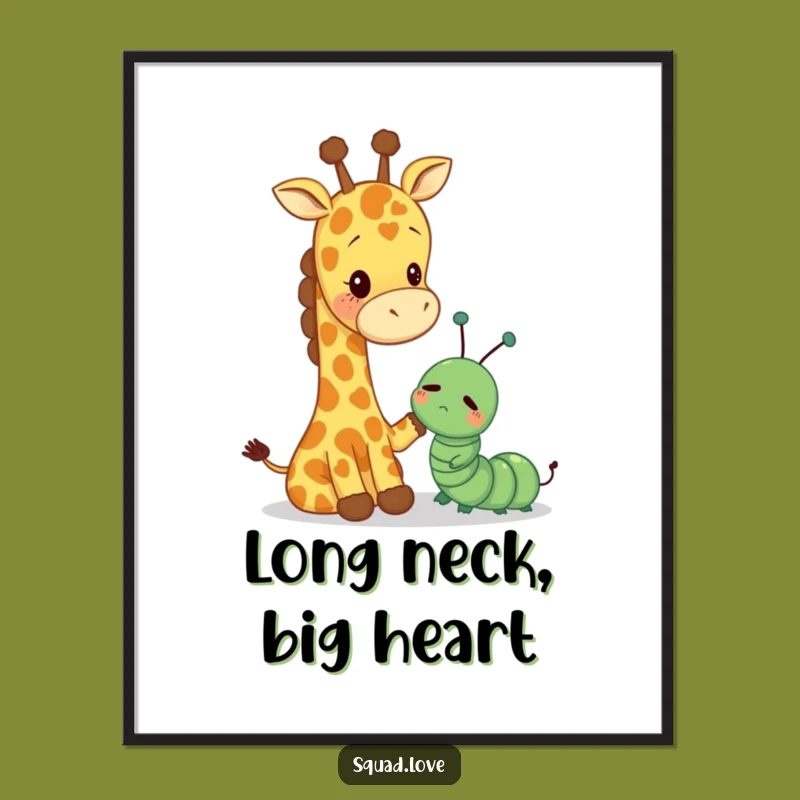 Funny Giraffe Caterpillar Pat Digital Print - Instant Empathy Art Gift