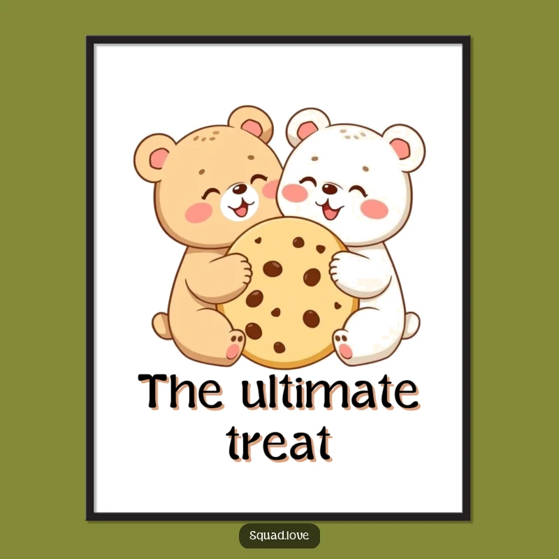 Funny Bear Cubs Cookie Digital Art: Sweet Friendship Download, Instant Funny Gift