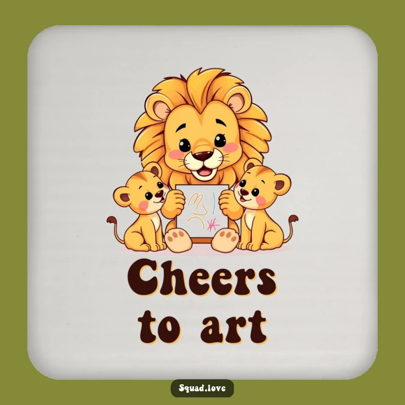 Funny Lion Dad Coaster: Protect Surfaces with Cub Art Pride