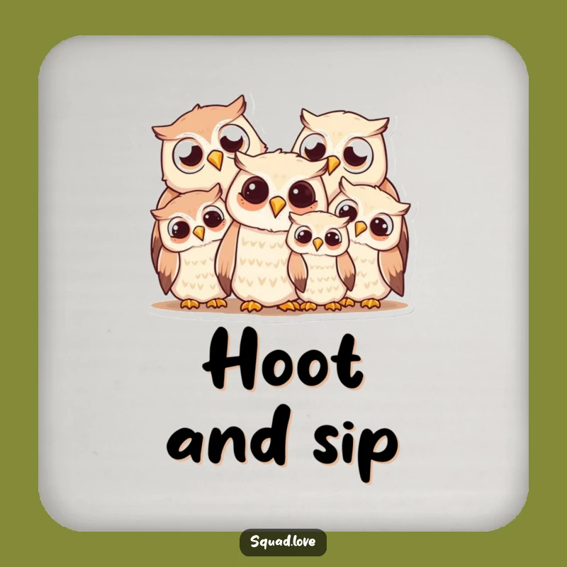 Funny Owl Family Coasters: Protect Surfaces with Smiles, Your Perfect Home Gift!