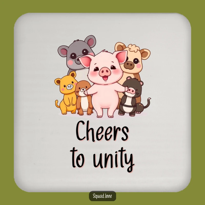 Funny Piglet & Friends Coaster Set: Diverse Animals Unite, Protective Friendship Gift