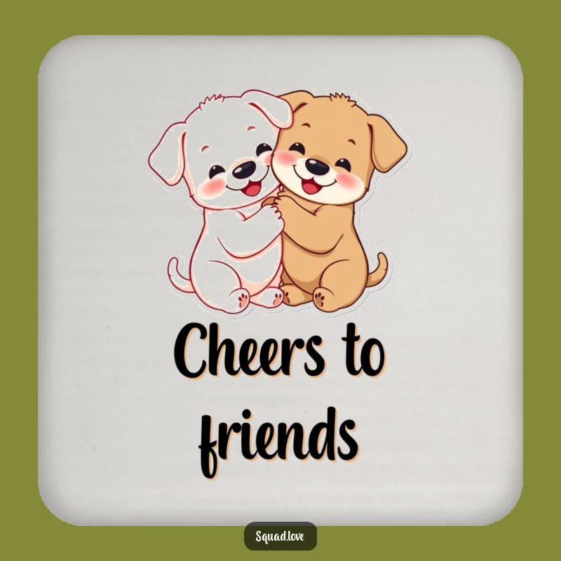 Funny Puppy Hug Coaster Set: Adorable Smiling Pups Embrace, Protective Funny Gift