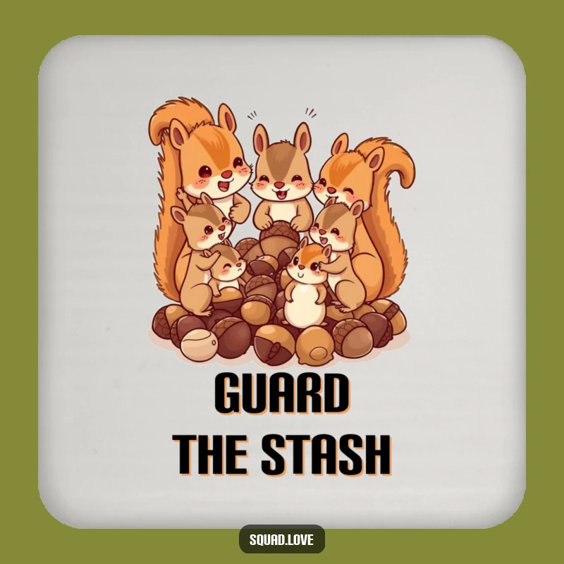 Funny Squirrel Family Acorn Chaos Coasters: Protect Surfaces with Humor!