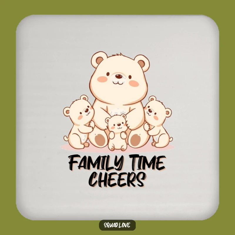 Kawaii Mama Bear Coasters - Protect Surfaces with Parental Love