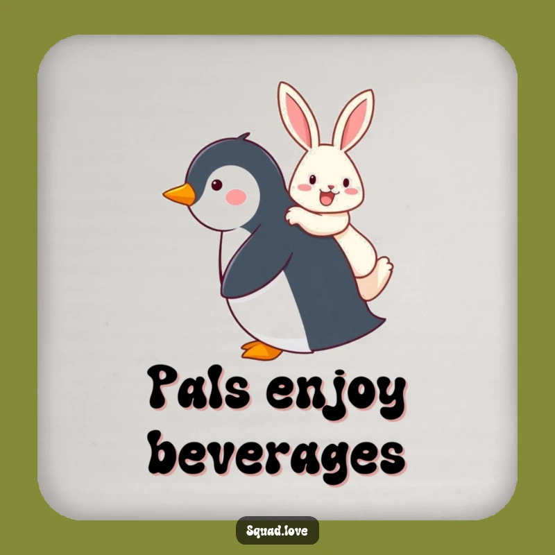 Funny Penguin & Rabbit Piggyback Coaster Set, Table Protection Gift