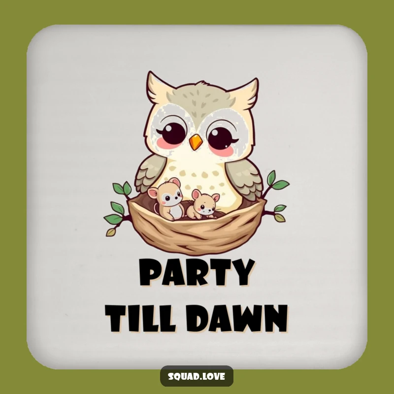 Funny Owl and Mouse Coaster Set: Cute Woodland Protection, Sweet Funny Gift for Your Home Bar