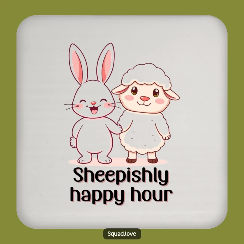 Funny Rabbit & Sheep Holding Hands Coasters - Protect Surfaces with Gentle Charm