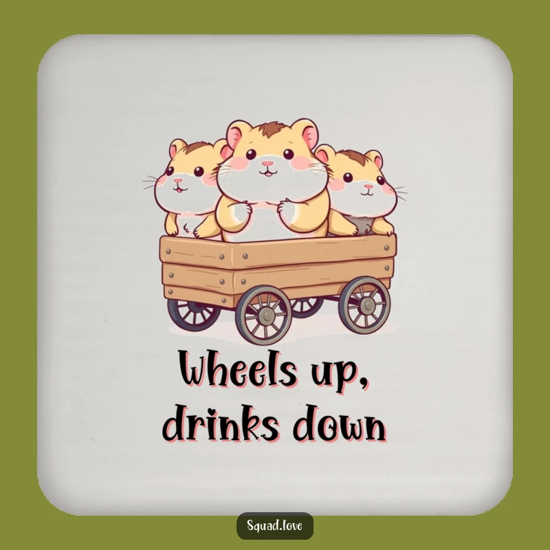 Funny Hamster Wagon Friends Coaster Set - Cute Table Protection Gift