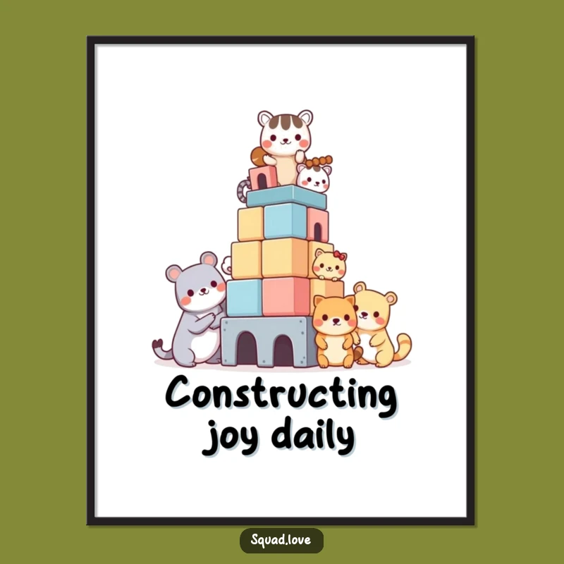Funny Kawaii Animal Tower Poster: Adorable Art for Your Walls!